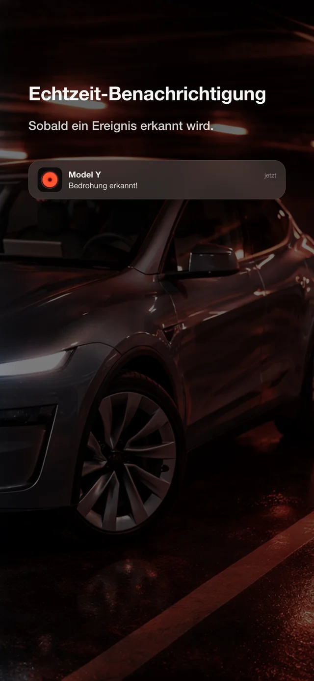 SentryAlert-Echtzeit-Benachrichtigung: Bedrohung in der Nähe eines Tesla-Fahrzeugs erkannt