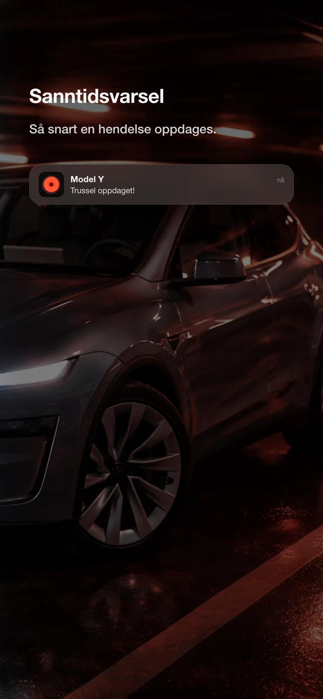 SentryAlert-varsel i sanntid: trussel oppdaget nær en Tesla