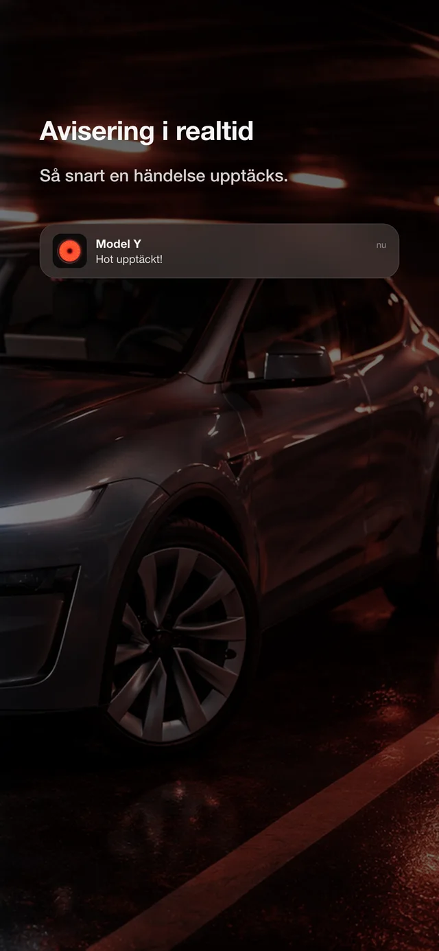 SentryAlert-avisering i realtid: hot upptäckt nära en Tesla